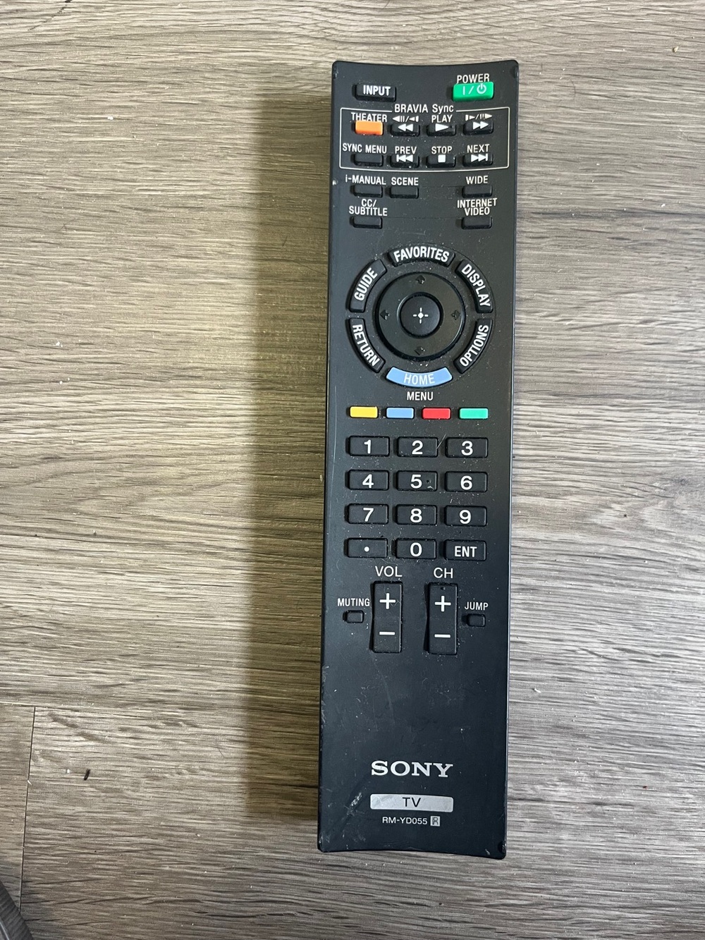 Sony Black TV Remote 07647M Red Yellow Blue Green Shortcut Buttons